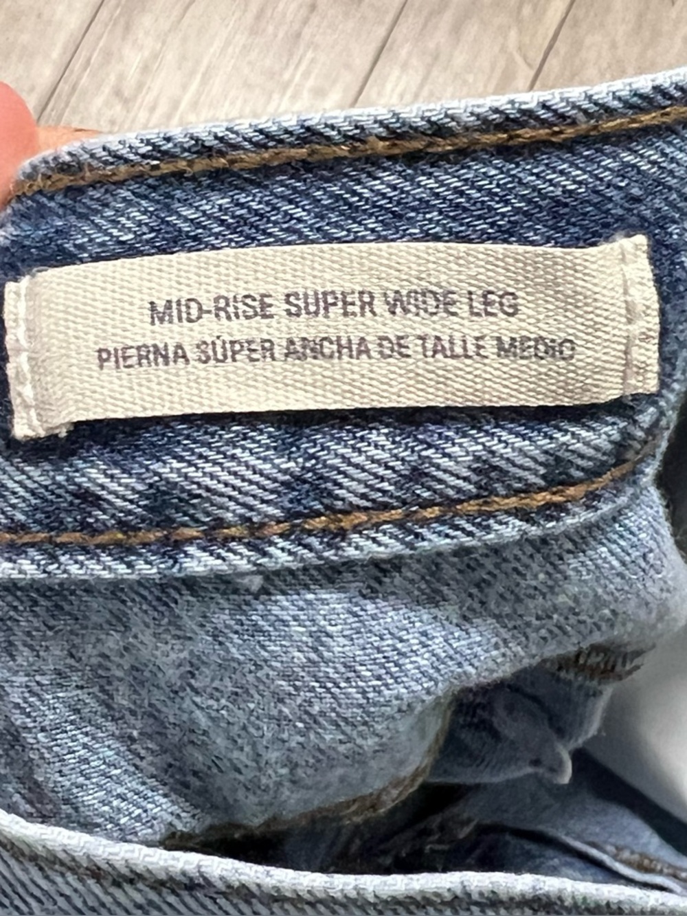 NWT Super Wide Leg Mid-Rise Blue Denim Jeans 100% Cotton No Stretch Button Fly - Picture 10 of 11